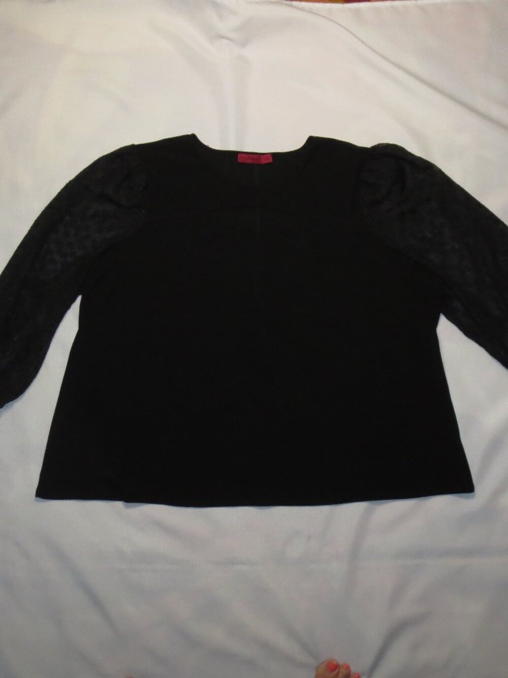 LOVE SCARLET womens BLOUSE black TOP sheer SHIRT stretch PLUS SIZE 3X